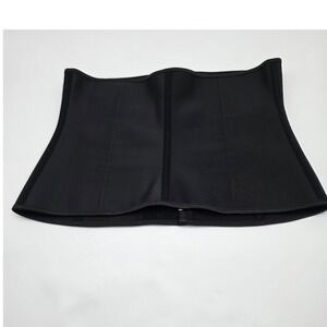 Ann Chery Waist Trainer Cincher Women Size 38 Black Latex Hook-and-Eye Shapewear